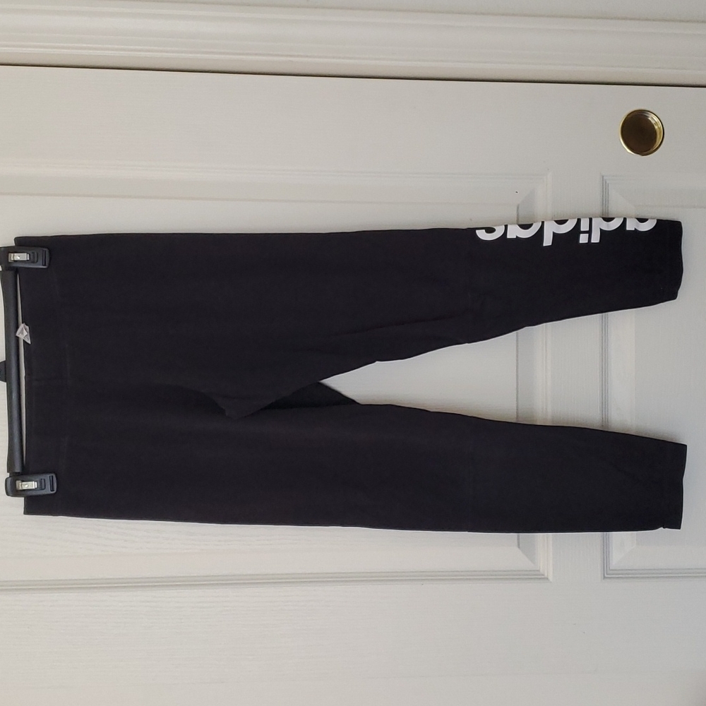 Adidas | Logo Black Cotton Athleisure Leggings